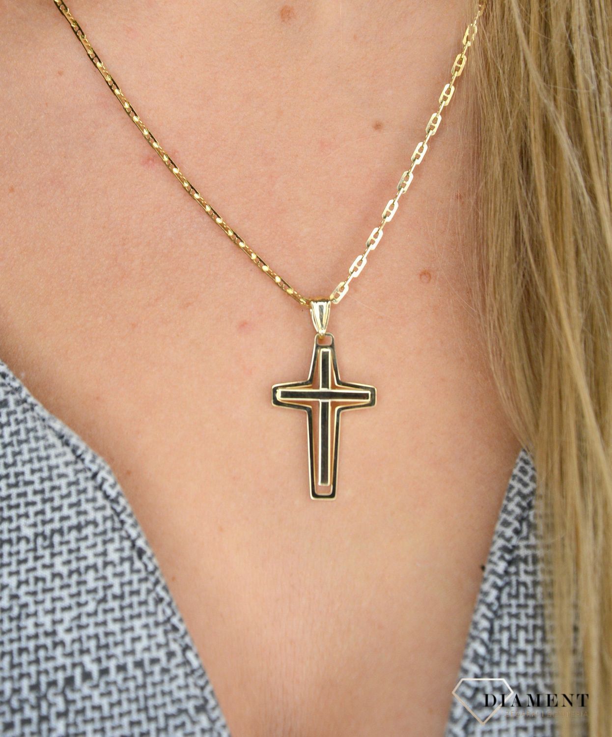 Złota zawieszka krzyż 333.jpg